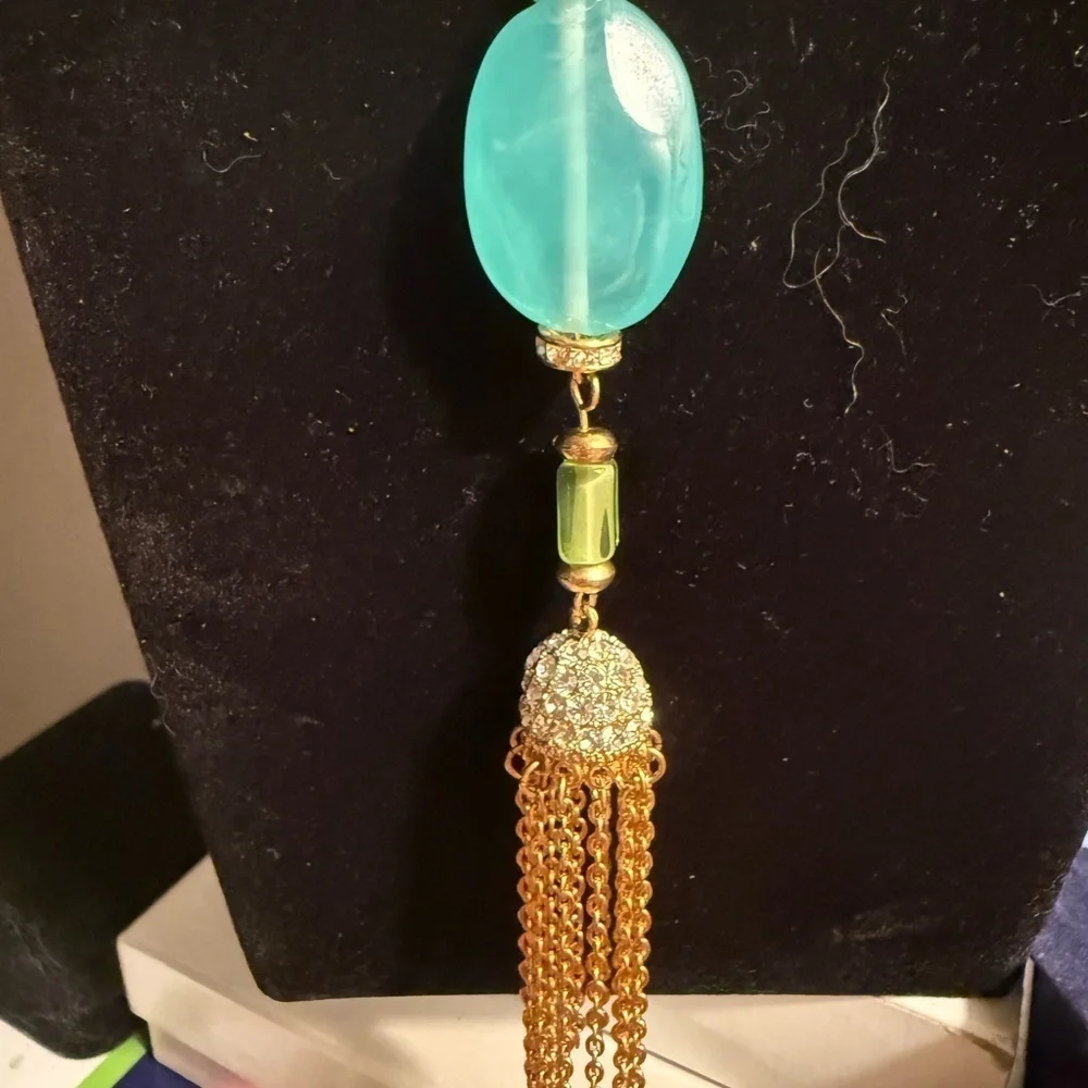 Kenneth Jay Lane Multi Color Lucite Nugget Cabochon Necklace